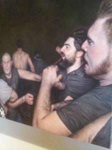 Mosh pit oil painting.